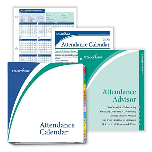 ComplyRight 2027 Attendance Calendar Kit, White, Pack of 25 - size: 25 Pack, style: Attendance Calendar Kit