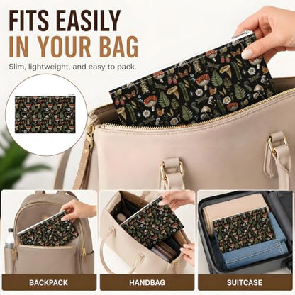 Money Bag with Zipper, Cute PU Leather Cash Bags, Portable Bank Bag Money Pouch for Cash, Coins, Checks, Receipts, Invoices Cosmetics Tools, Deposit Bag for Office Travel, Mushroom - color: Mushroom