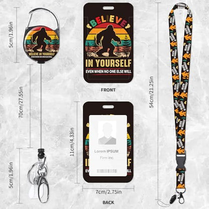 Bigfoot Lanyard with ID Badge Holder and Retractable Badge Reel - color: Bigfoot