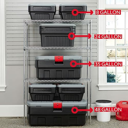 Rubbermaid® ActionPacker®️ 8 Gal Lockable Storage Box Pack of 4, Outdoor, Industrial, Rugged, Grey and Black - size: 8 gal-(Pack of 4)
