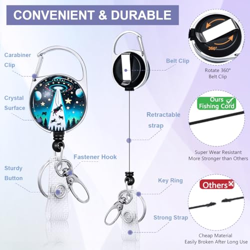 Funny UFO ID Badge Holder with Lanyard and Retractable Badge Reel - color: Ufo and Cow