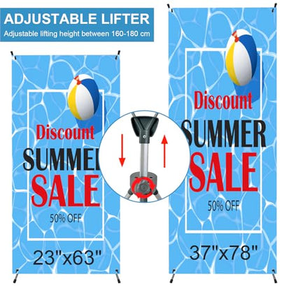 4 Pack X Frame Banner Stand Adjustable Size 23"X63" to 32"X78" with Portable Retractable Carrying Bag, Customize Banner Stand for Trade, Show Exhibition Market and Store Display