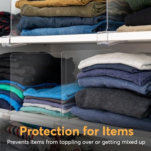 8 Pack Acrylic Shelf Dividers for Closet 11x7.9 Inch – Acrylic Dividers for Shelves Clear Closet Shelf Separators for Purses, Clothes Storage – Vertical Bookshelf Dividers for Bedroom & Kitchen - size: Pack of 8