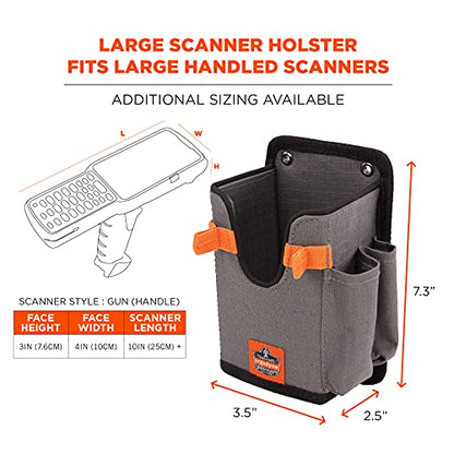 Ergodyne Squids 5543 Barcode Scanner Holder Equipment Mount for Gun Grip Mobile Computers, Handheld Bar Code Scanners, Fastener Straps to Attach to Forklift Gray Large - size: L