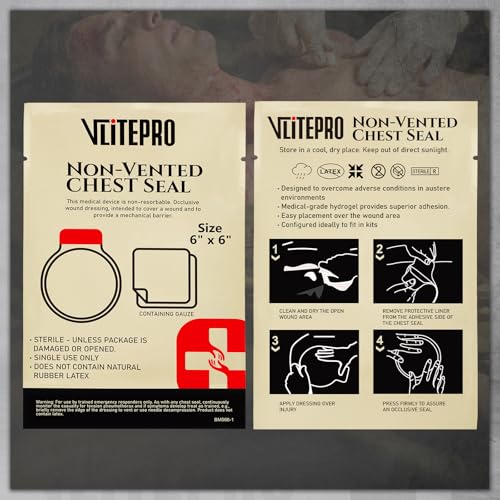 2Pcs Chest Seal Non-Vented, 6" Round Sterile Occlusive Adhesive Dressing, Emergency Trauma First Aid Supplies, IFAK Refill & Medical Supplies for Sucking Chest Injuries & Gunshot (2Pcs)