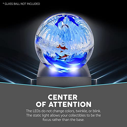 16 White- Light LED Lighted Base for Glass Art - Crystal Display, Lighted Acrylic Base, Glass Vases for Centerpieces Stand, Matte Black - style: White Light