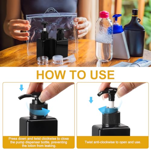 Domensi 24 Pcs 3.4 oz Pump Bottle Mini Travel Bottles, Whole Black - color: Whole Black