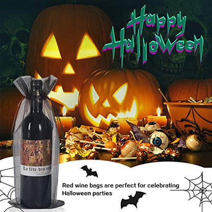 HRX Package 30pcs Mesh Organza Wine Bags for Gift Giving (Black) - color: Black