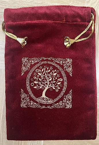 Indian Consigners Soft Velvet Pouch for Tarot, Altar, Rune, Gift, Crystal, jewelry Wrap Bags for Precious, Sacred and Spiritial Items (Maroon Red) - color: Maroon Red