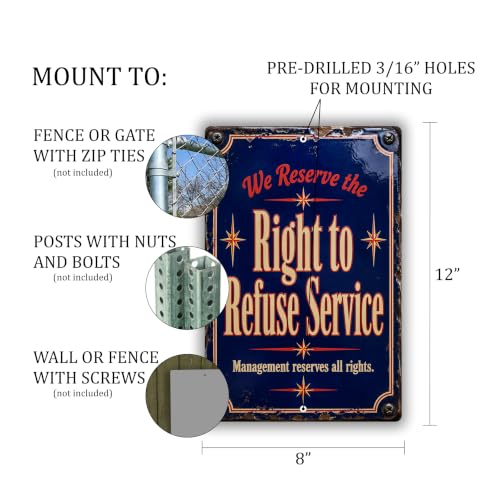 Right to Refuse Service Vintage Enamel Business Sign - style: Right to Refuse Service