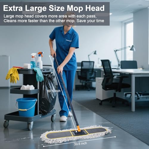 KeFanta 36" Commercial Dust Mops,Industrial Heavy Duty Floor Duster,Grey