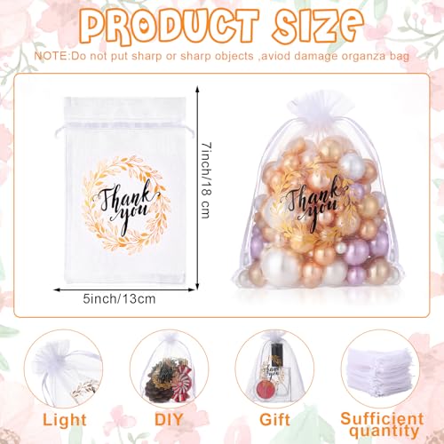 Shappy 100 Pcs 5x7 Inch White Organza Bags, Thank You Drawstring Gift Bags - color: White, size: 5" x 7"