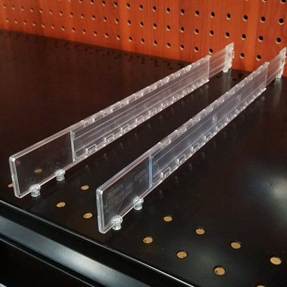 Adjustable Gondola Shelf Dividers - Retracting Item Organizer for Shelves 14" to 22" D - 50 Pack - size: 50 Pack, style: Fits Shelves: 14" to 22" Deep