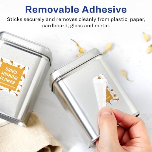 Avery® Matte White Removable Square Labels, Sure Feed® Technology, Print-to-The-Edge, 3/4" x 3/4", 2,000 Removable Labels, Laser/Inkjet Printable - style: 2,000 labels