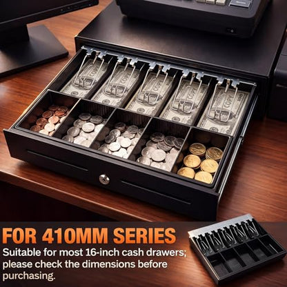 Geelin 2 Pcs 16 Inch Cash Drawer Tray for Small Business, 5 Bills 5 Coins