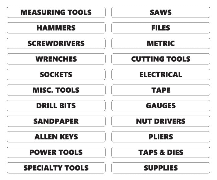 Toolbox Organizational Magnetic Rounded Labels by DCM Solutions (Black Inverted, 0.5" H x 4.5" W) - color: Black Inverted - White With Black Text, size: 0.5"H x 4.5"W