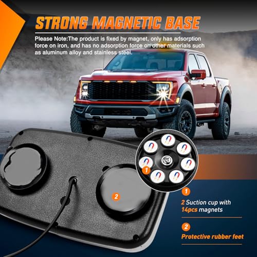 Nilight 12 Inch Roof Top Strobe Lights, 48LED Hazard Light Emergency Safety Warning LED Flashing Light Bar Magnetic Mount, 12V-24V Cars Trucks Tractors Snow Plows Construction - color: Red Mix White