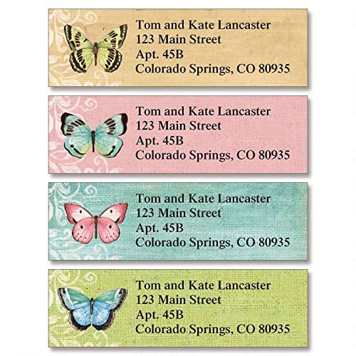 Colorful Images Butterfly Return Address Mailing Labels, Personalize with Name & Addresses, Set of Self Adhesive, Easy Peel Flat Label Sheets (Beauty-Small) - color: Beauty-small