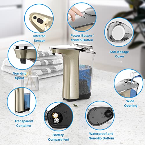 Automatic Soap Dispenser, 17oz Touchless Liquid Dish Soap Dispenser Kitchen - color: Champagne Gold