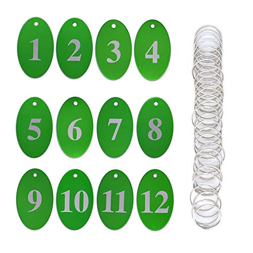 Aluminum Alloy Oval Number Tag Key Tag with Key Rings - color: Green, size: 0-10