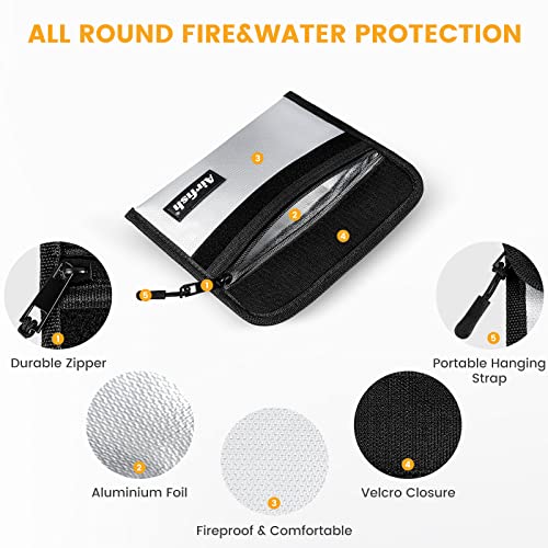 Airfish Fireproof Money Bag, 5 x 8 inches Fireproof Wallet, Waterproof Cash Bag with Zipper, Small Fireproof Cash Bag for Valuables - color: Silver, size: 6 Pack
