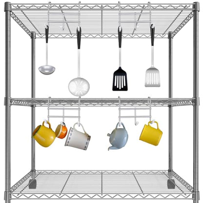 Teenyyou 6 Pack 3 Hook Attachment for Wire Shelving, Chrome - color: Chrome