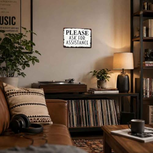 Please Ask for Assistance Aluminum Metal Sign 8 x 12 Inch