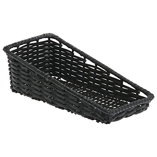 HUBERT Wicker Storage Baskets Black Plastic - 7 1/2"L x 16"D x 1 1/2" to 5"H - color: Black, size: 7.5"Lx16"Dx 1.5-5"H