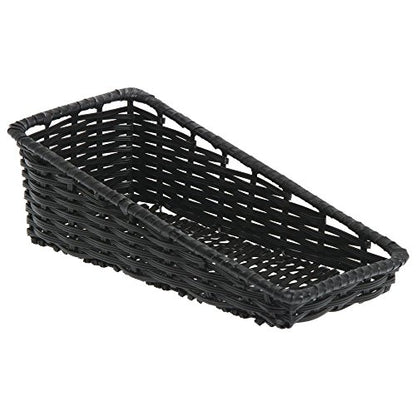HUBERT Wicker Storage Baskets Black Plastic - 7 1/2"L x 16"D x 1 1/2" to 5"H - color: Black, size: 7.5"Lx16"Dx 1.5-5"H