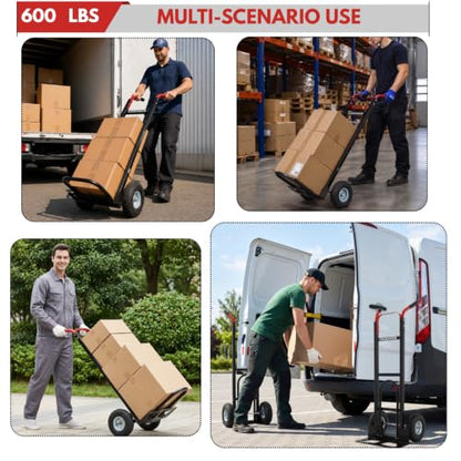 600lb Aluminum Hand Truck Heavy Duty Dolly, 10-Inch Pneumatic Tires,Cart - color: Red-2