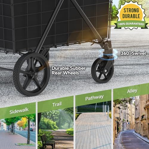 JIALIJIU 2-Tier Shopping Cart for Groceries with 360° Rolling Wheels - size: Jumbo-Black 2 Tier