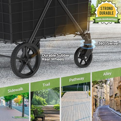 JIALIJIU 2-Tier Shopping Cart for Groceries with 360° Rolling Wheels - size: Jumbo-Black 2 Tier