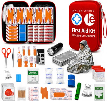First Aid Kit 301 Piece - Fully Stocked Survival Emergency Kit for Home, Car, Camping, Workplace, Outdoor Travel & Family Preparedness