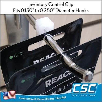 Clip Strip 300 Pack Inventory Control Clips, Peg Hook Product Stoppers, Fits .15" to .25" Diameter Plastic or Metal Hooks, Product Display Control, Pegboard Accessories