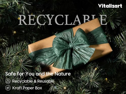 Vitalizart Crinkle Paper Ribbon 1.5" x 75 Yds for Gift Wrapping Recyclable - color: Green