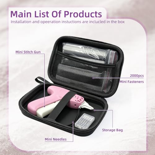 Stitch Gun for Clothes, Quick Clothing Fixer with 2000 Fasteners 6 Needles - color: Pink