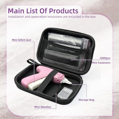 Stitch Gun for Clothes, Quick Clothing Fixer with 2000 Fasteners 6 Needles - color: Pink