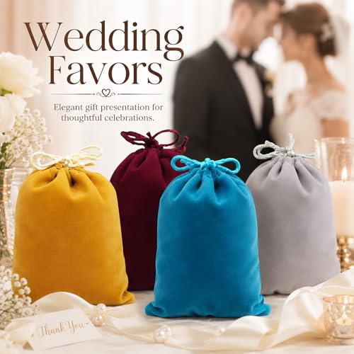 Velvet Drawstring Bags 5x7, 10 Pack Colorful Gift Pouches for Favors - color: Velvet (Pack of 10)