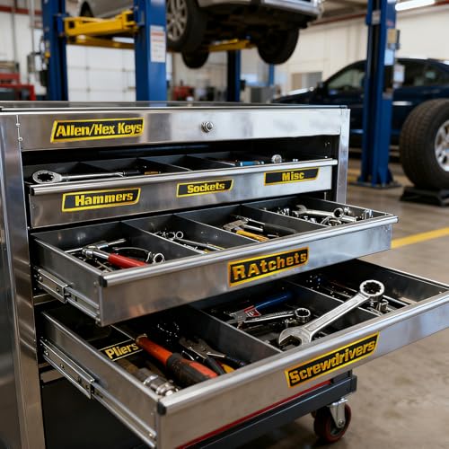 12 Pack Magnetic Tool Box Labels, Toolbox Magnets for Organization - color: Yellow