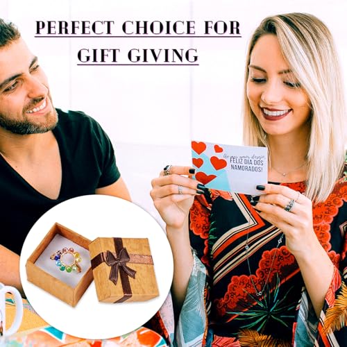 Craftdady 12 Pack Square Ring Jewelry Boxes 1.59 x 1.59x 1.02 Inch Cardboard Earring Necklace Pendant Present Jewelry Boxes with Bowknot Small Packing Boxes for Bracelet Jewelry Display (Light Brown) - color: Light Brown