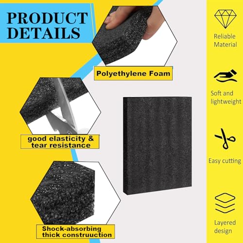 4Pack Customizable Polyethylene Foam Sheets 15.7"X 11.8"X1" Thick Foam Padding for Cases Tool, Black Sheet for Packaging and Crafts - color: Black
