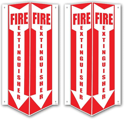 3D Fire Extinguisher Sign, 12"x 4"x 4" Fire Projection Wall Sign, Pre-Drilled Mounting (Pack of 2) - size: 12"x 4"x 4" (Pack of 2)