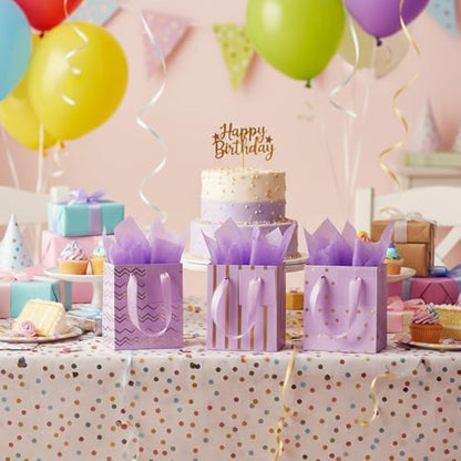 Tenare 12 Pcs Small Gift Bags Bulk,4 x 2.75 x 4.5 Inch,Purple Gold - color: Purple Gold, size: 4 x 2.75 x 4.5 Inch