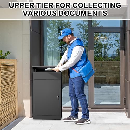 Package Delivery Boxes for Outside, Large Mailbox for Parcel 19.7”x16.1x”33.5”, Anti-Theft Parcel Mailbox with Coded Lock, Wall Mounted Waterproof Home Parcel Box for Porch Yard, Galvanized Steel - size: 19.7”x16.1”x33.5”