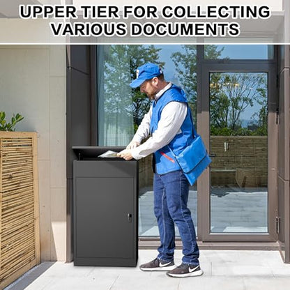Package Delivery Boxes for Outside, Large Mailbox for Parcel 19.7”x16.1x”33.5”, Anti-Theft Parcel Mailbox with Coded Lock, Wall Mounted Waterproof Home Parcel Box for Porch Yard, Galvanized Steel - size: 19.7”x16.1”x33.5”