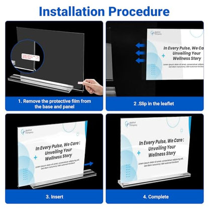 12 Pack Acrylic Sign Holder 11 x 8.5 Horizontal, Double-Sided Clear Sign Holder Plastic Stands for Display, T Shape Acrylic Table Sign Stands for Office Store Restaurants Wedding Party Decoration