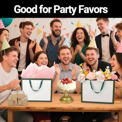 EUSOAR Large Gift Bags with Handles, 50pcs 16"x6"x12" Paper Wrap Bags Bulk, Merchandise Business Craft Grocery Retail Wrapping Thank You Bag for Wedding Birthday Party Favor Favor Bags-White/Green - color: White/Green