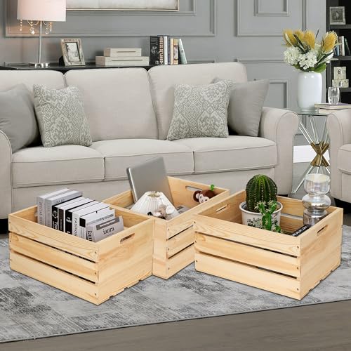 Extra Large Pine Wood Crates ，Unfinished Wooden Storage Crates For Display