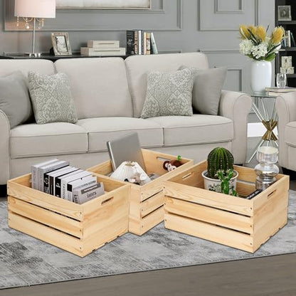 Extra Large Pine Wood Crates ，Unfinished Wooden Storage Crates For Display