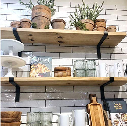 Heavy-Duty Shelf Brackets - Premium Construction Grade 1/4" (6mm) Thick Steel - Matte Black Iron Finish for Modern Farmhouse Rustic Open Shelving w/ Hardware, 4-Pack - (L Bracket w/ Lip, 7.25" x 6") - size: 7.25" x 6", style: L Bracket w/ Lip